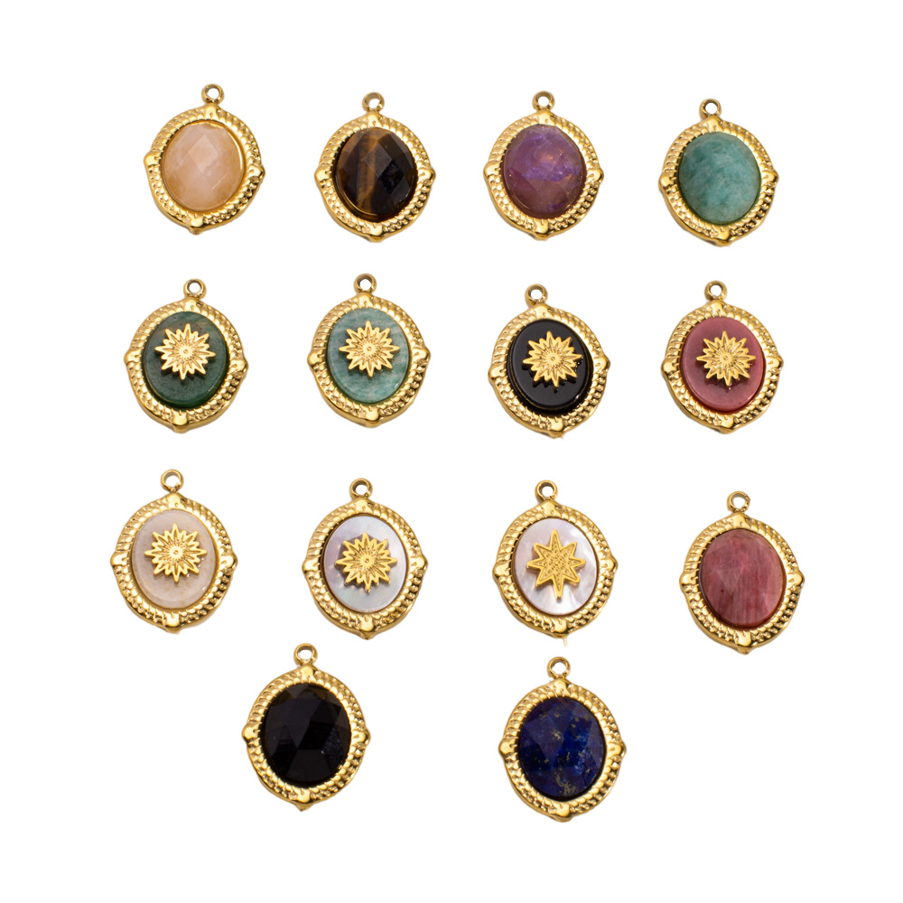 1 Piece DIY Retro Irregular Shape Natural Stone Women's Pendants Picture5