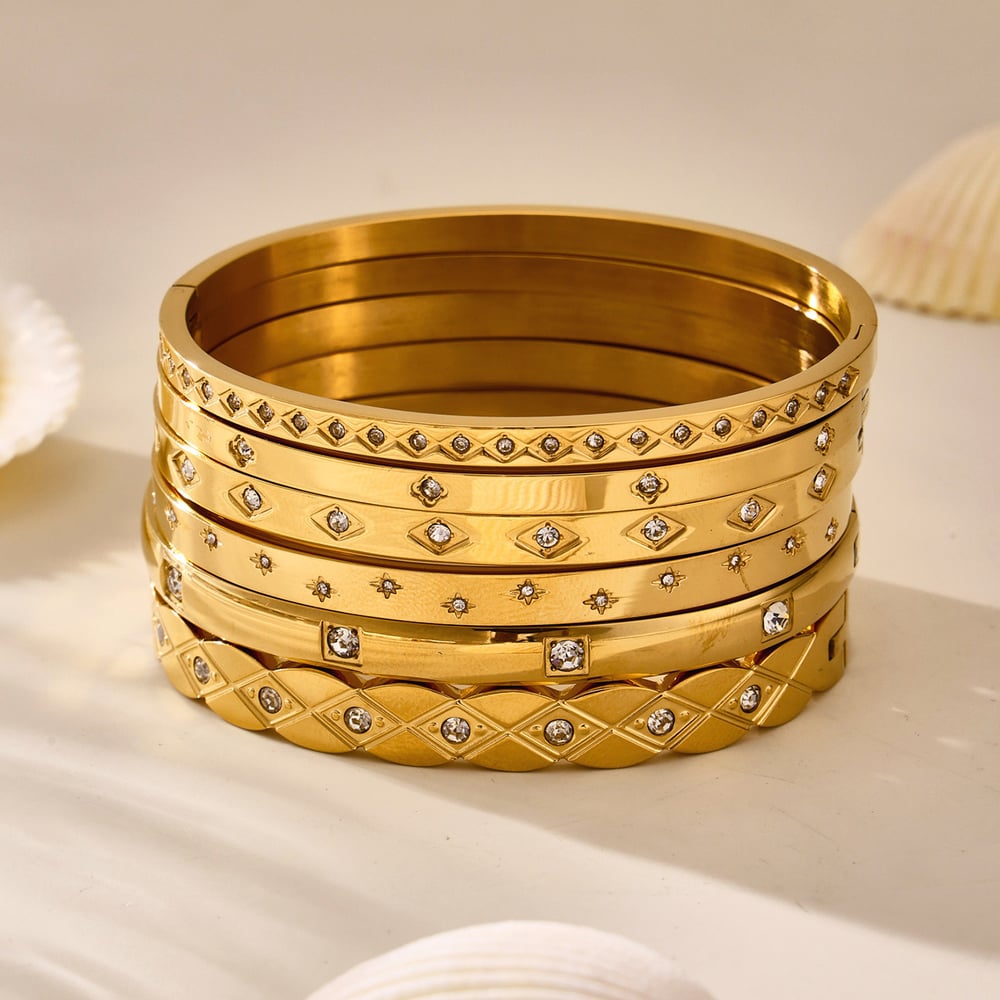 1 Piece Classic Irregular Shape Stainless Steel Gold Color Women's Bangles h5Picture2