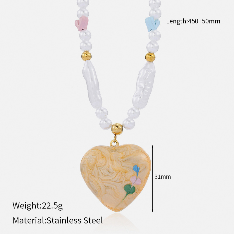 1 Piece Enamel Charm Beaded Necklace