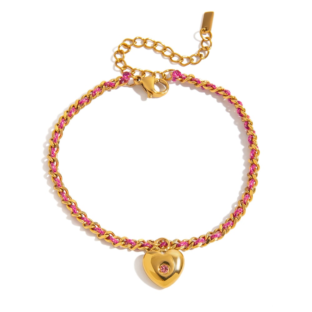 1 Piece Retro Heart Stainless Steel Gold Color Women's Charm Bracelets
