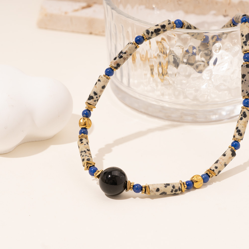1 Piece Classic Series Black Agate Beads Women's Beaded Necklaces h5Picture4