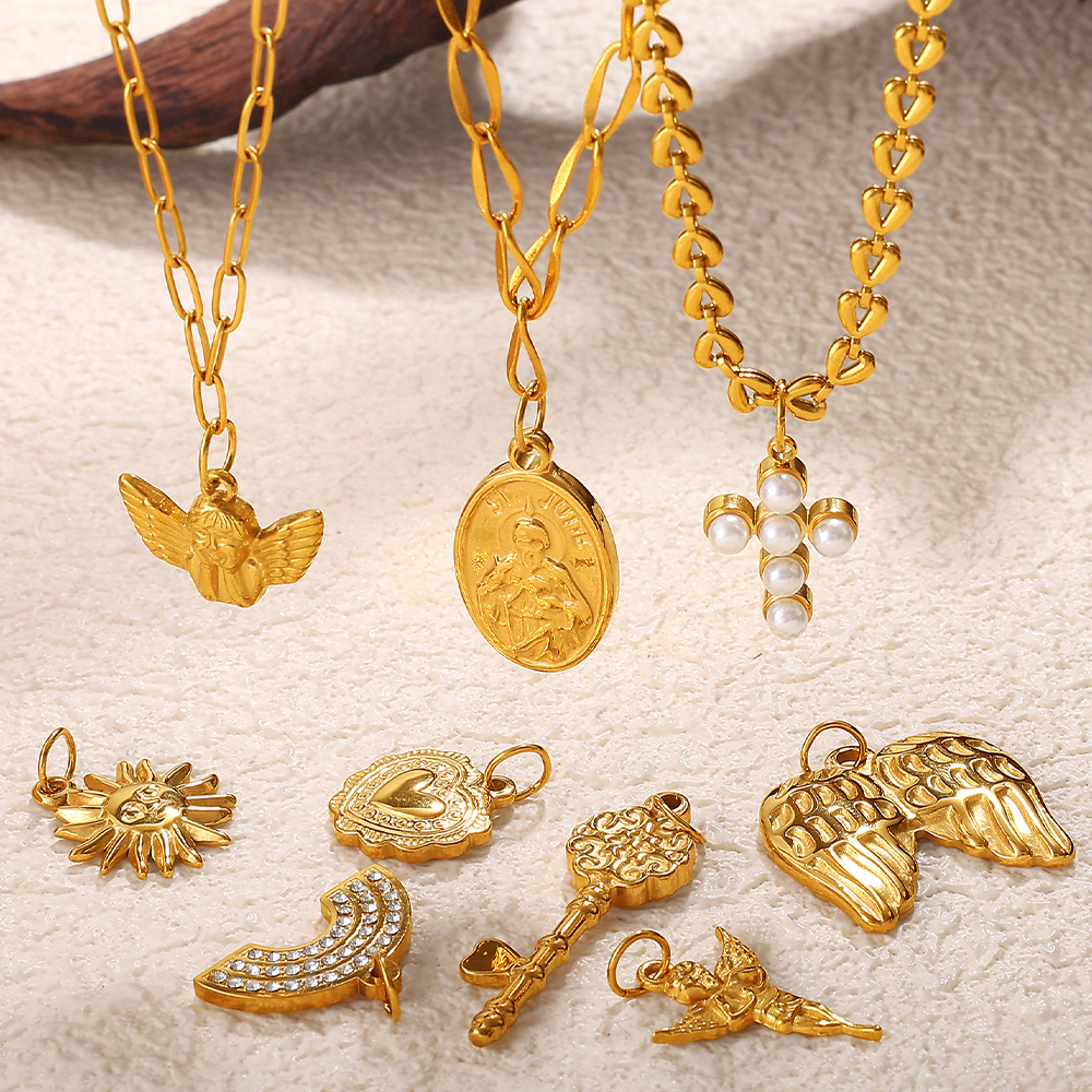 1 Piece Heart Stainless Steel Gold Color DIY Pendant Picture2