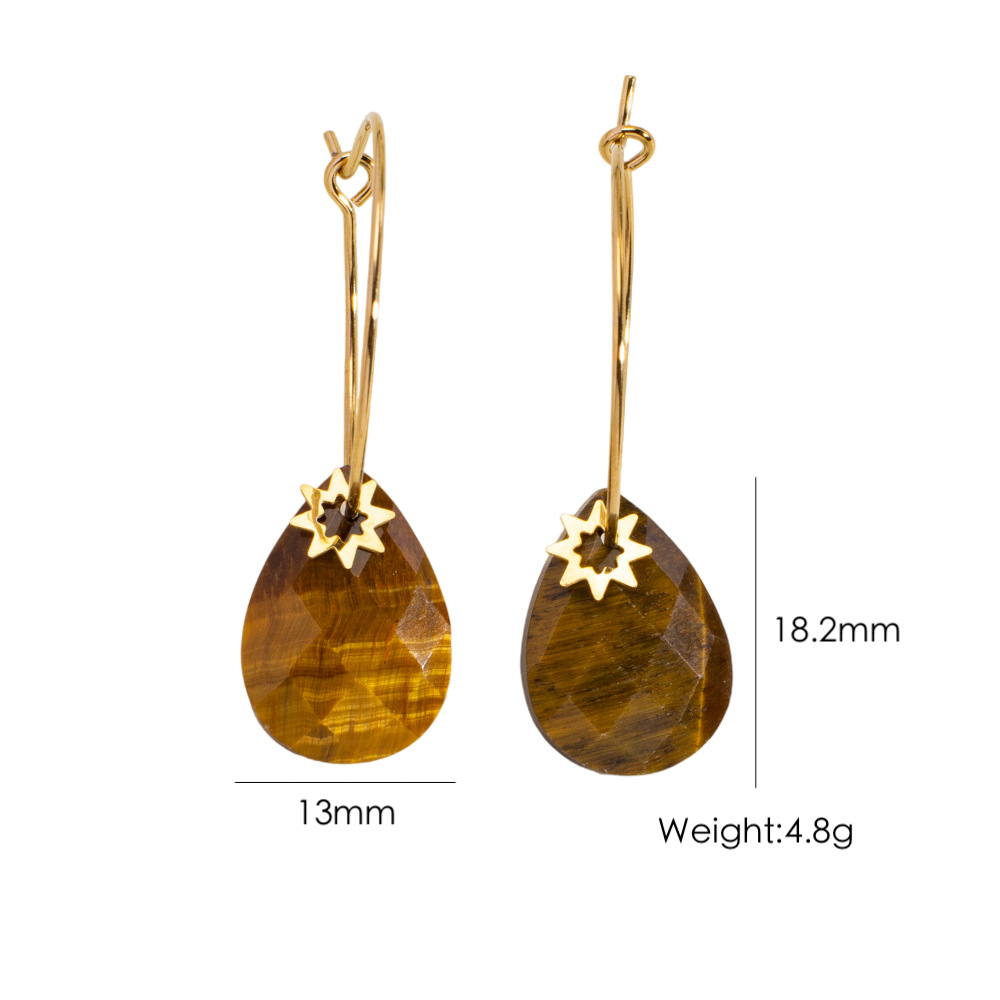 1 Pair Simple  Irregular Shape Stainless Steel  Natural Stone Women's Drop Earrings
