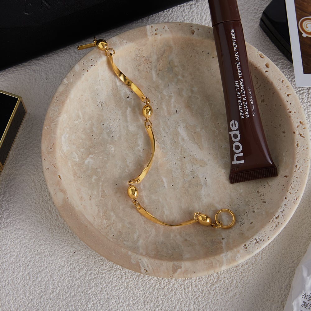 1 Piece Modern Wavy Line Stainless Steel Gold Color Women's Chain Bracelets h5Picture6