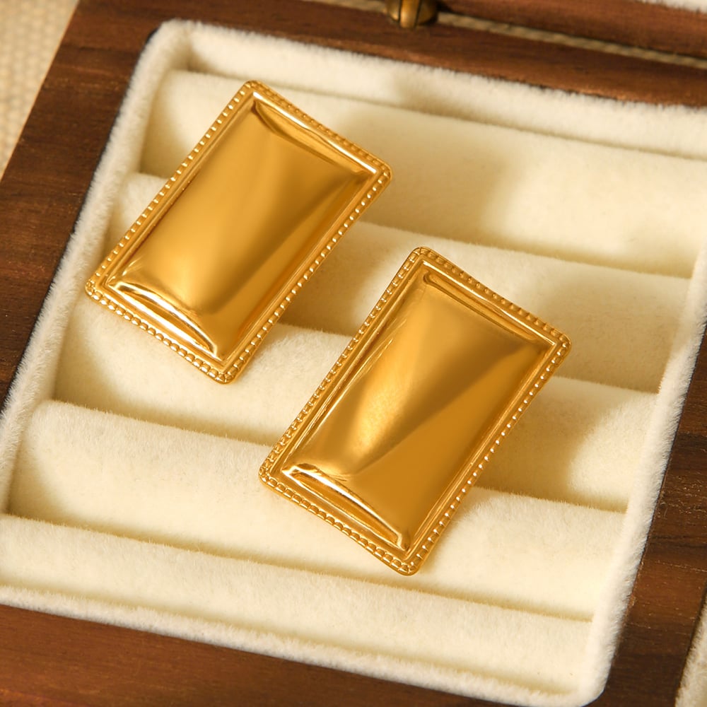 1 Paar Simple Series Daily Rechteckige Ohrstecker aus Edelstahl in Goldfarbe für Damen h5Bild6