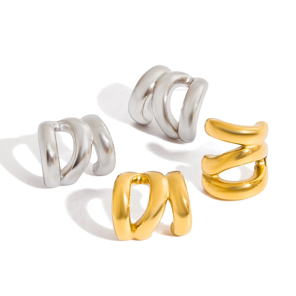 1 Paar unregelmäßig geformte Ohrstecker aus Edelstahl in Goldfarbe für Damen h5Bild6