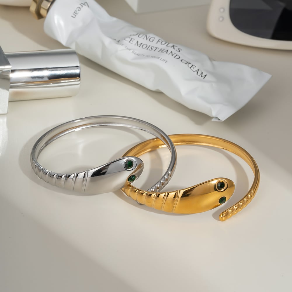 1 Piece Snake Shape Stainless Steel Gold Color Cuff Bracelet h5Picture4