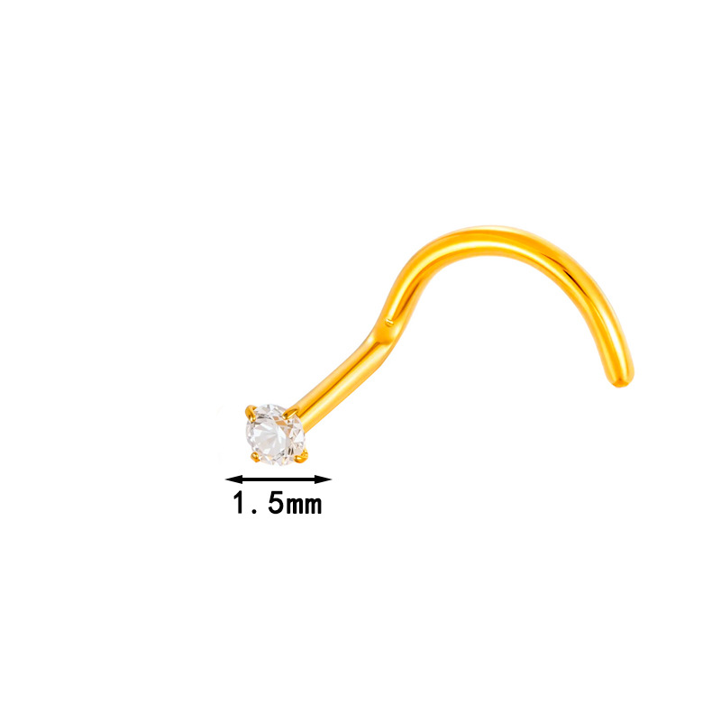 1 Piece Circle Titanium Alloy Gold Color Zircon Nose Stud h5Picture2