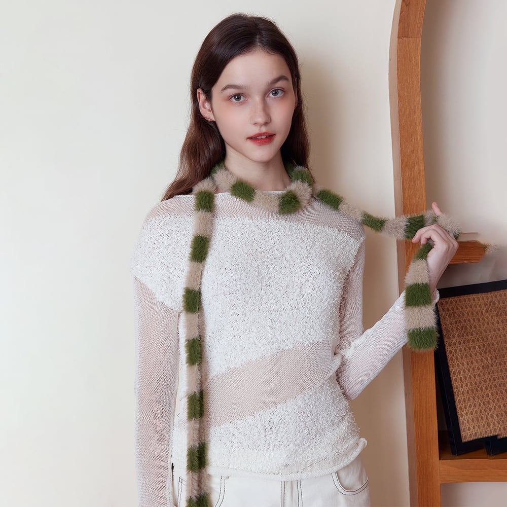 1 Stück stilvolle Lathy Stripe Nylon Damen Winterschals h5Bild4