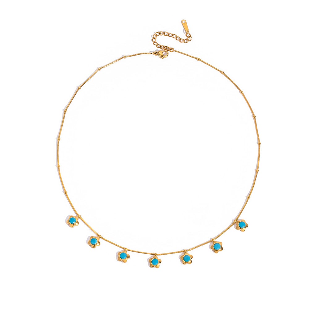 1 Piece Romantic Flower Calaite Stainless Steel Gold Color Women's Pendant Necklaces