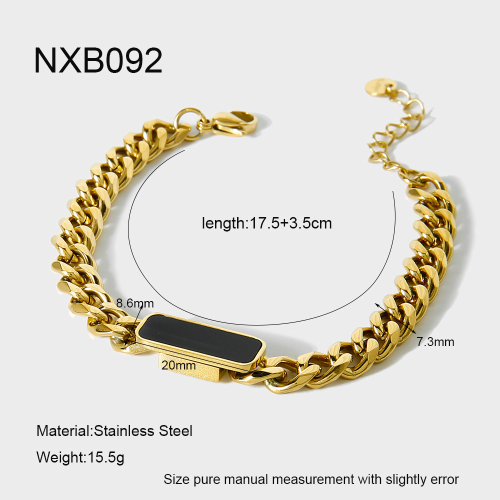 1 Piece Classic Chain Rectangle Stainless Steel  Gold Color  Women's Chain Bracelets