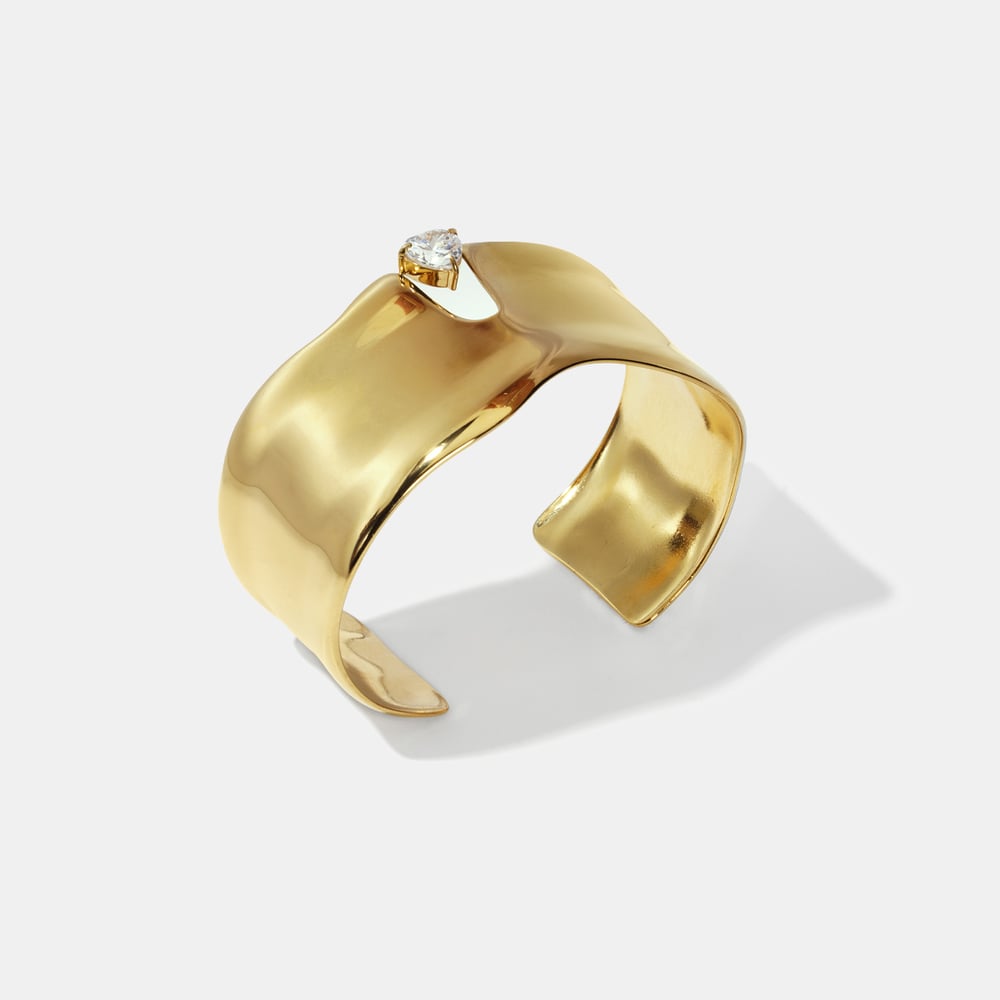 Light Luxury Solid Color Stainless Steel Zircon Cuff Bracelet h5Picture2