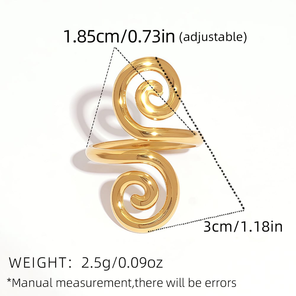 1 Piece  Retro Circle Stainless Steel  Gold Color Women's  Statement Rings h5Picture2