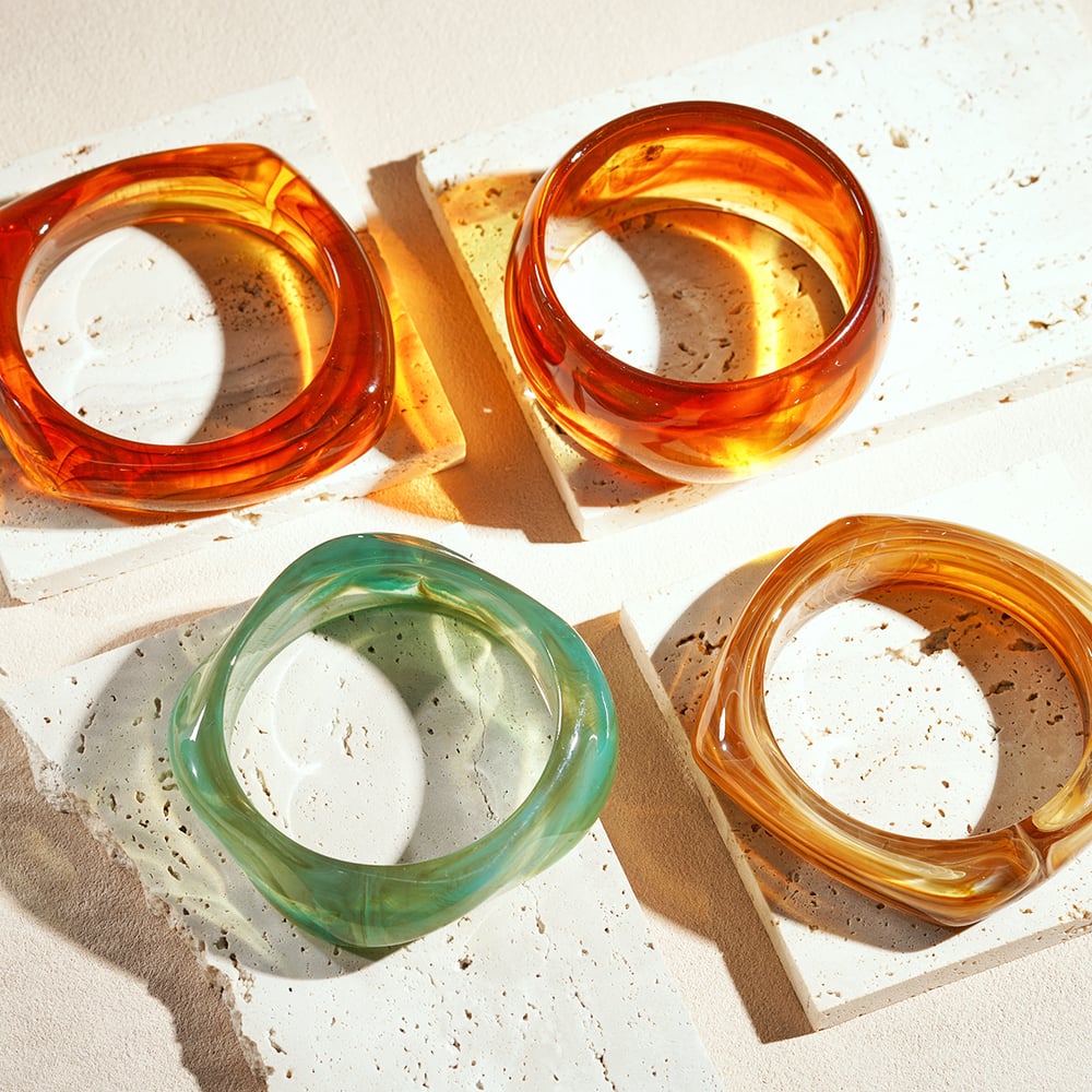 1 Stück einfache, vielseitige, unregelmäßige Acrylarmreifen mit Farbverlauf für Damen h5Bild5