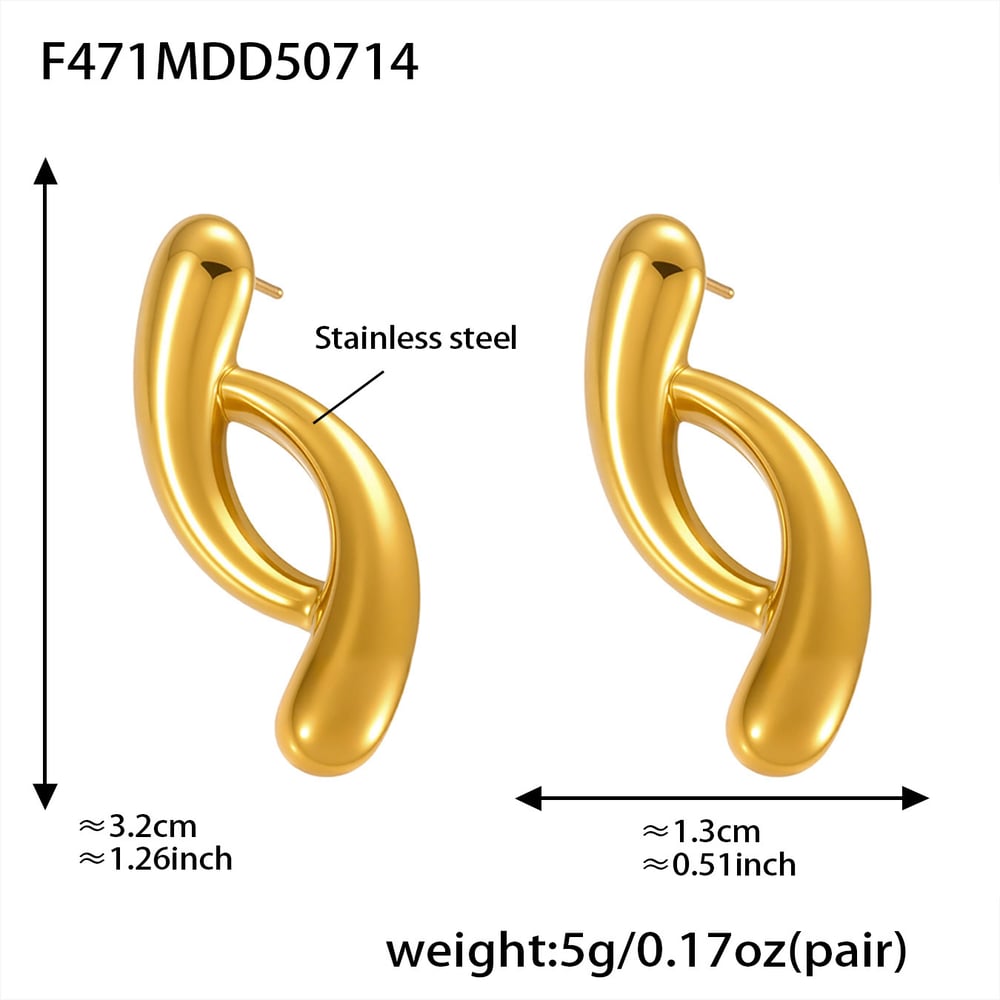 1 Paar unregelmäßig geformte Ohrstecker aus Edelstahl in Goldfarbe für Damen