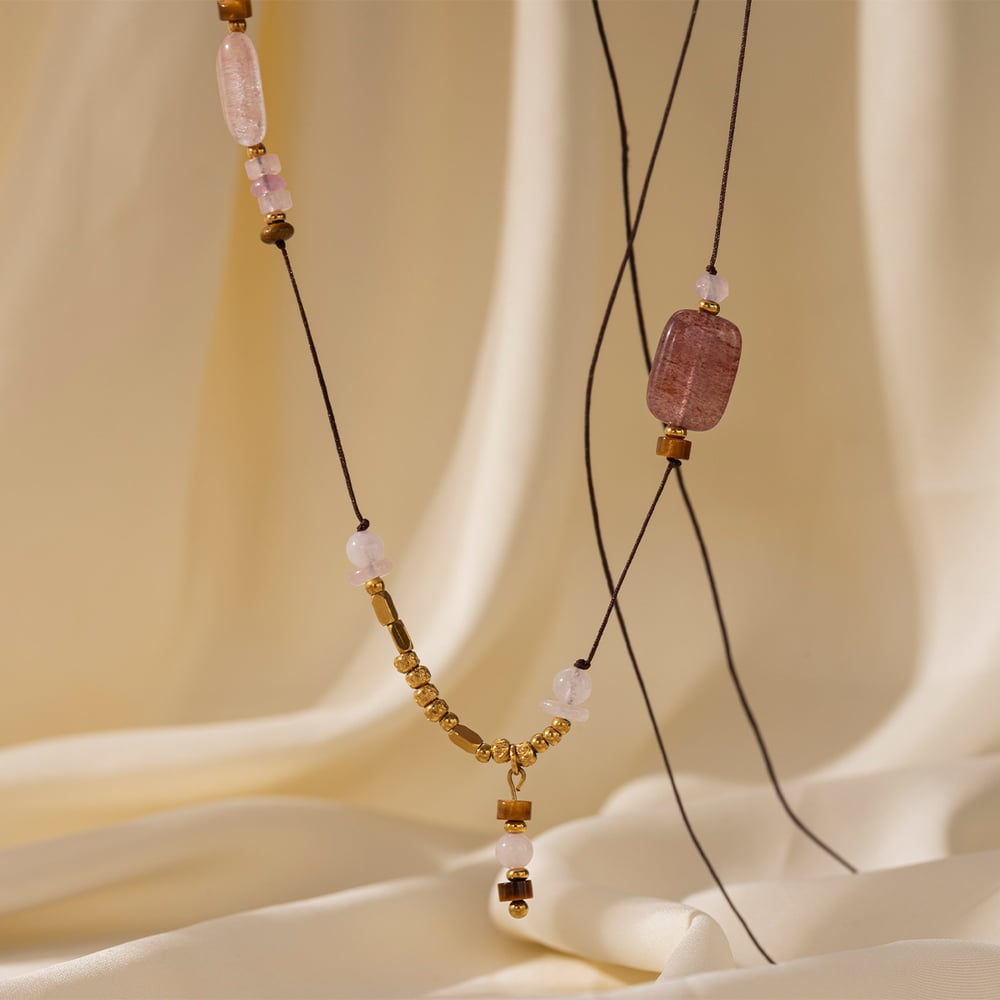 1 Piece Natural Stone Beaded Necklace Picture2