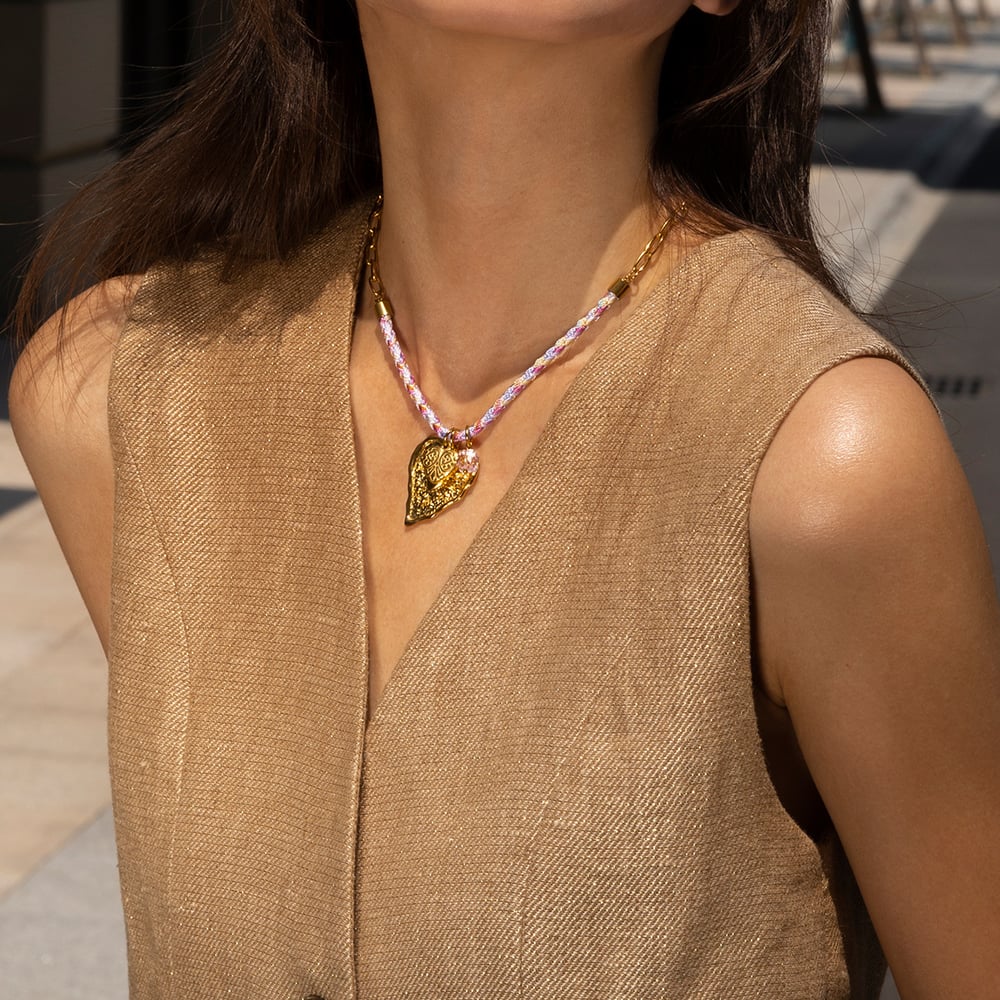 1 Piece Sweet Heart Sun Clover Stainless Steel Gold Color Pendant Necklace Picture4