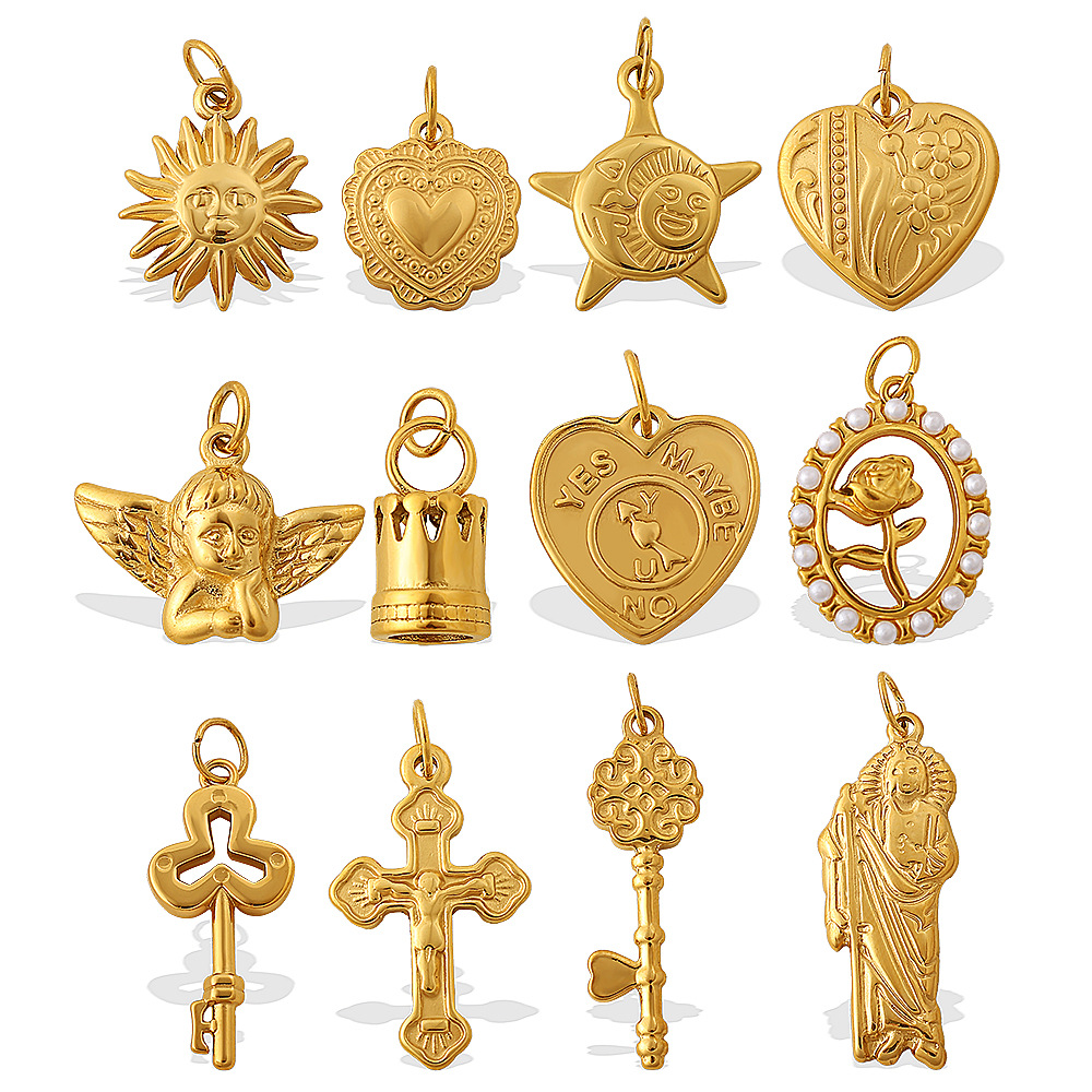 1 Piece Heart Stainless Steel Gold Color DIY Pendant Picture4