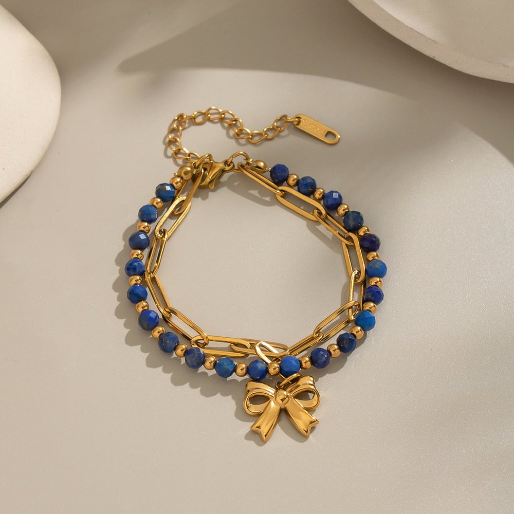 1 Stück Natursteinperlen Edelstahl Perlenarmband Bild4