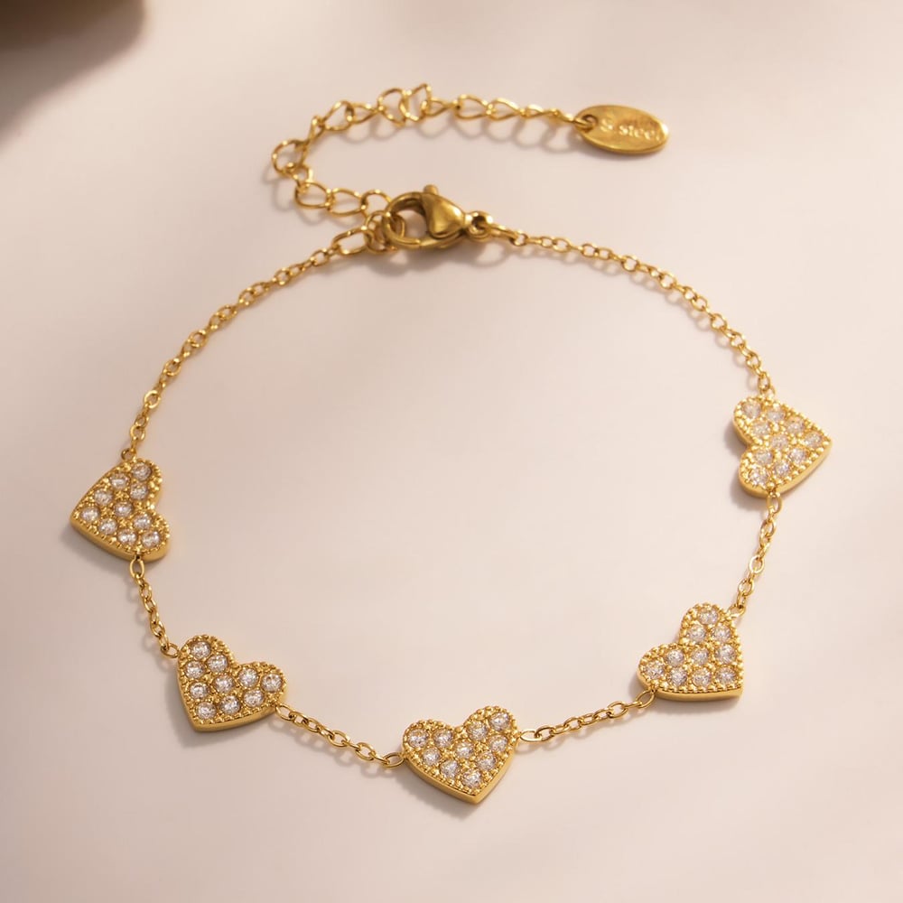 1 Piece Luxurious Butterfly Stainless Steel Gold Color Zircon Women's Chain Bracelets Picture7