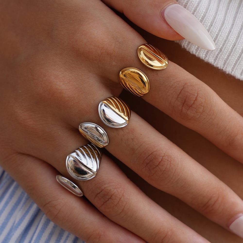 1 Piece Simple Series Daily Irregular Shape Stainless Steel   Gold Color  Statement Rings h5Picture3