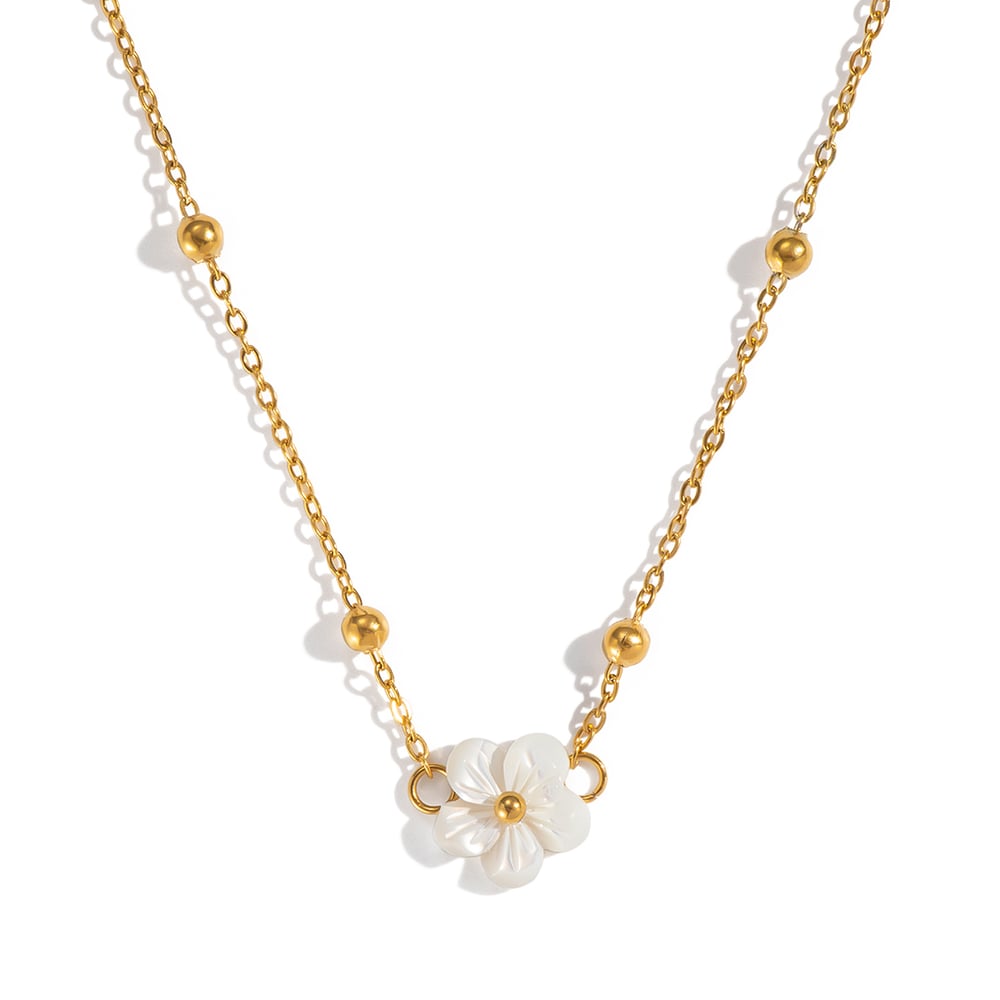 1 Piece Shell Flower Stainless Steel Gold Color Charm Necklace Picture6