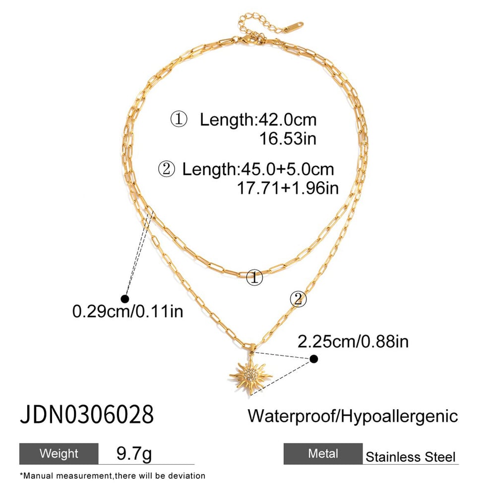 1 Piece Elegant Sun Stainless Steel Gold Color Women's Layered Necklaces h5Picture2