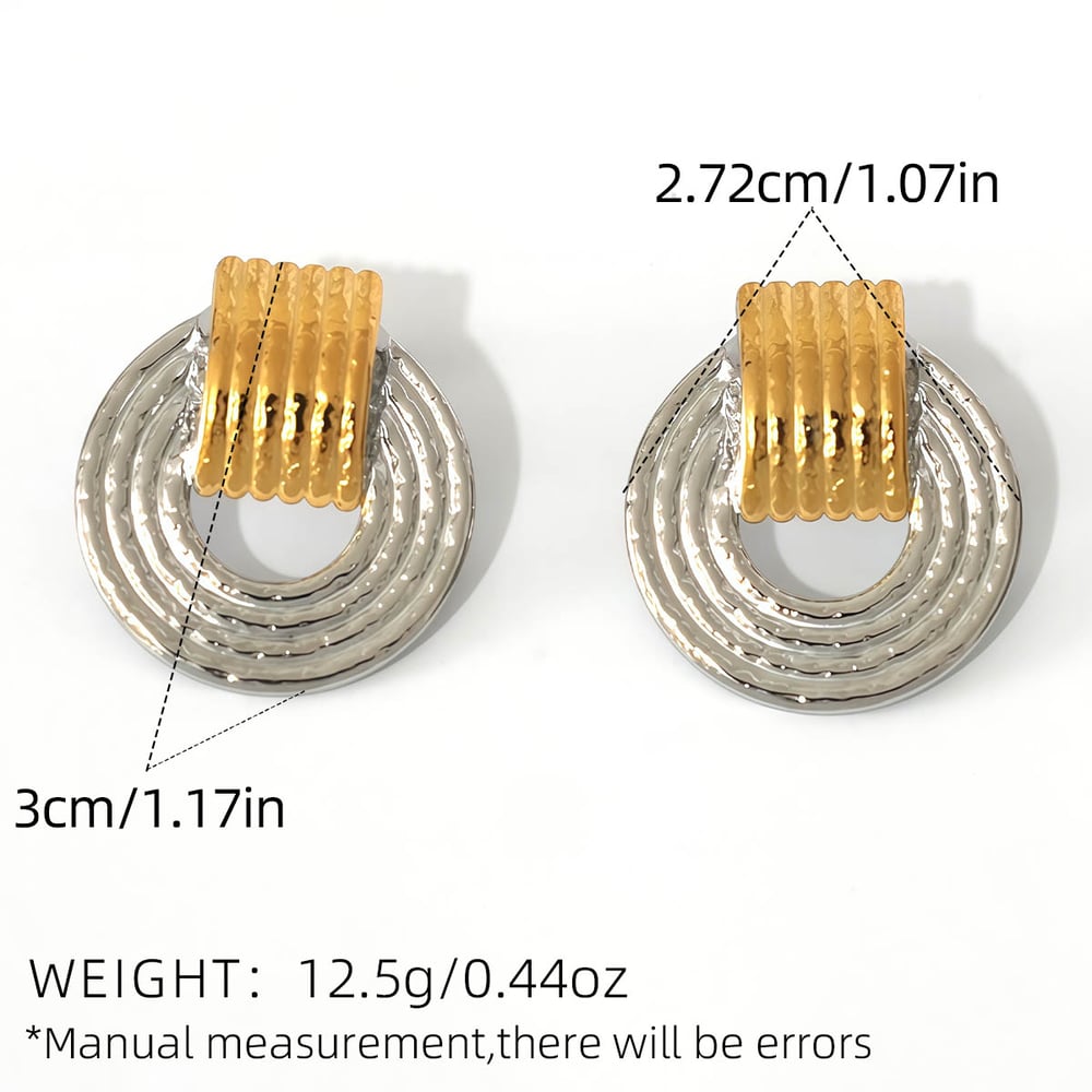 1 Pair of Elegant Multi Colored Round Stainless Steel Woemn's Stud Earrings h5Picture2