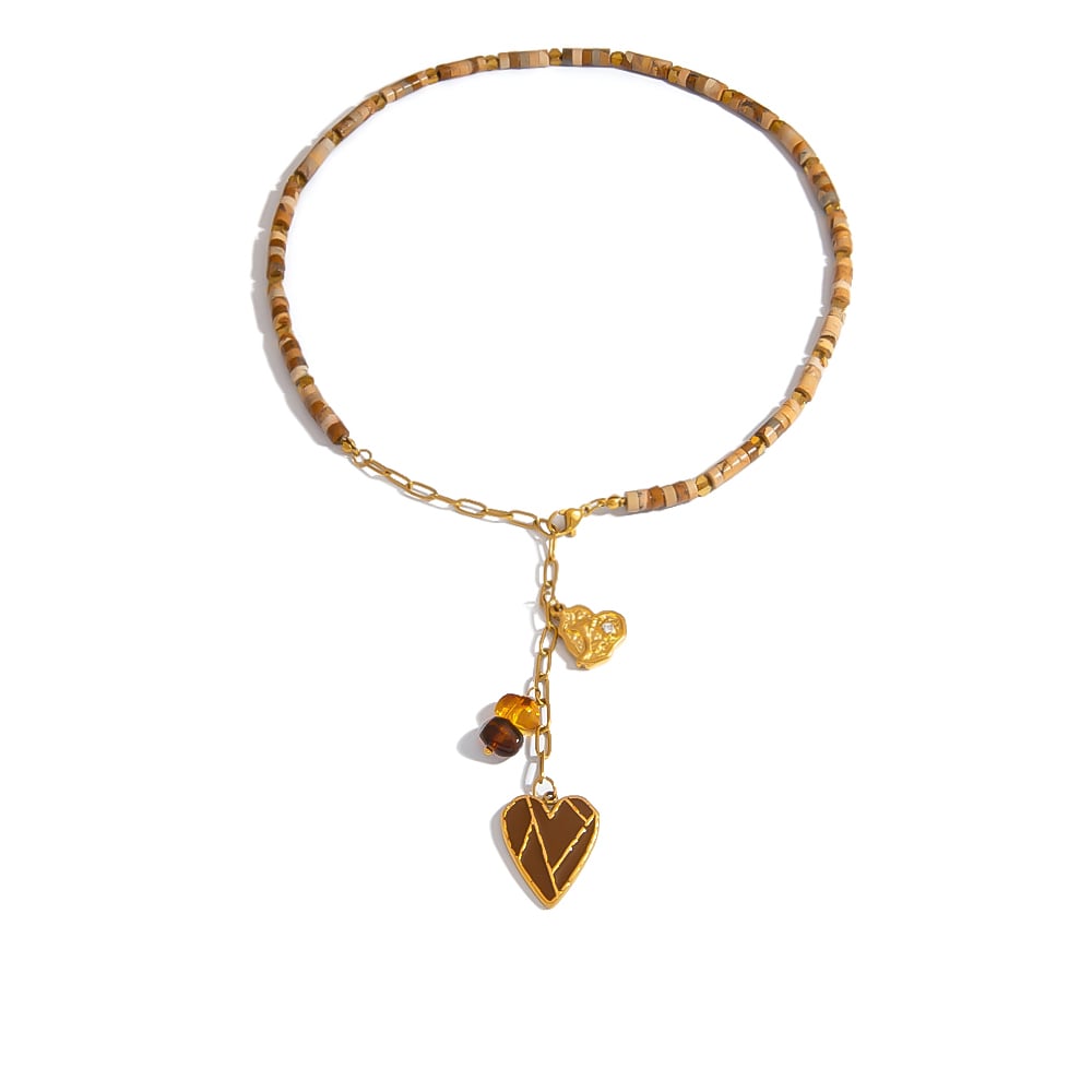 1 Piece Luxurious Irregular Shape Heart Stainless Steel  Women's Beaded Necklaces