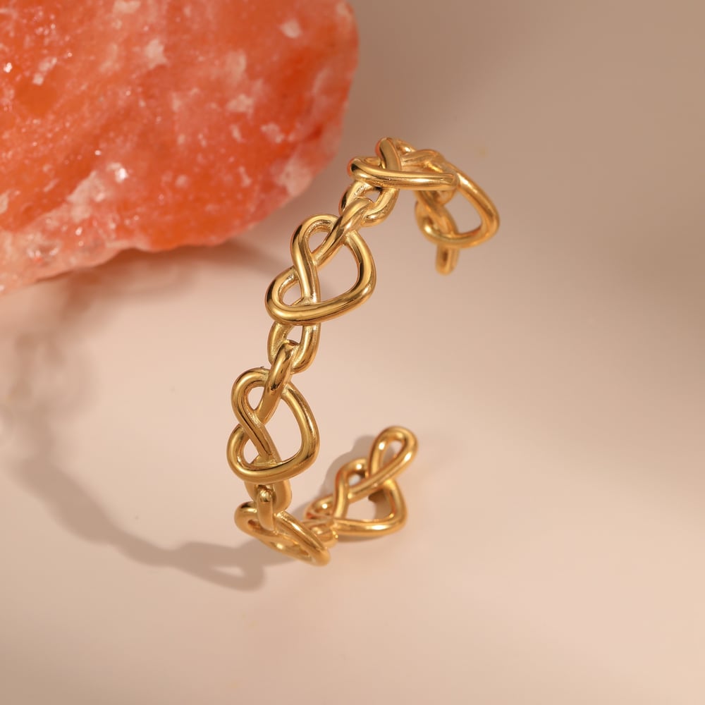 1 Piece Luxurious Series Elegant Heart Stainless Steel Cuff Bracelets h5Picture3