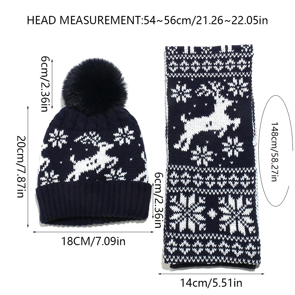 1 Set Christmas Knitted Scarf and Hat 