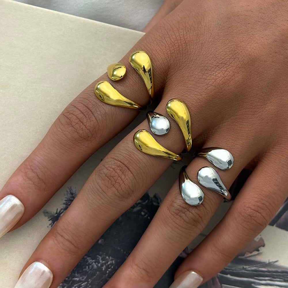 1 Piece Simple Daily Irregular Shape Stainless Steel  Gold Color  Statement Rings Picture6