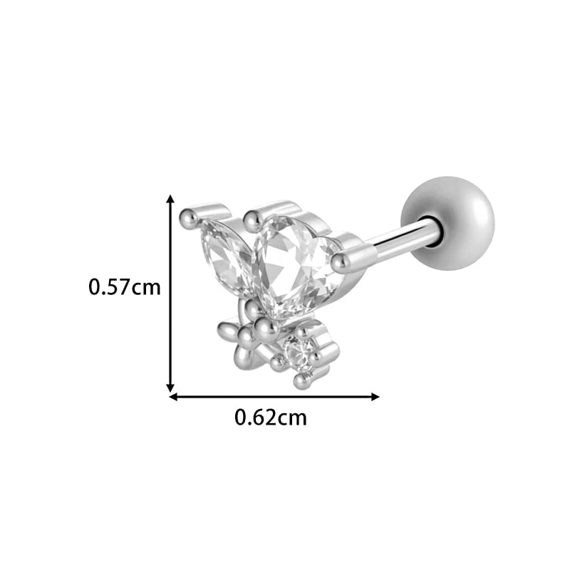 1 Piece Heart Bow Knot Copper Gold Color Zircon Piercing Earring Picture2