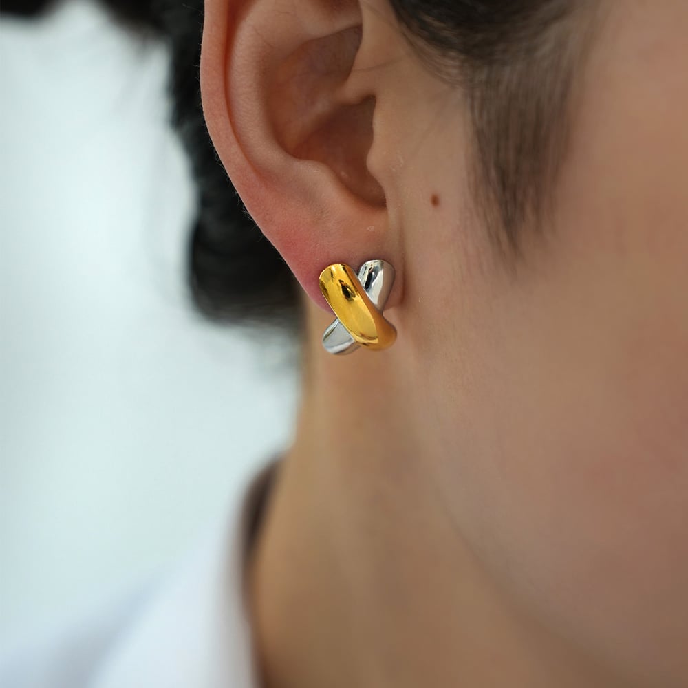 1 Piece Simple Series Daily Patchwork Stainless Steel Gold Color  Women's Stud Earrings Picture5
