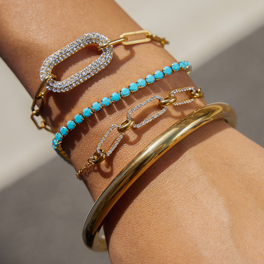 1 Piece Luxurious Calaite Stainless Steel Gold Color Women's Chain Bracelets h5Picture2