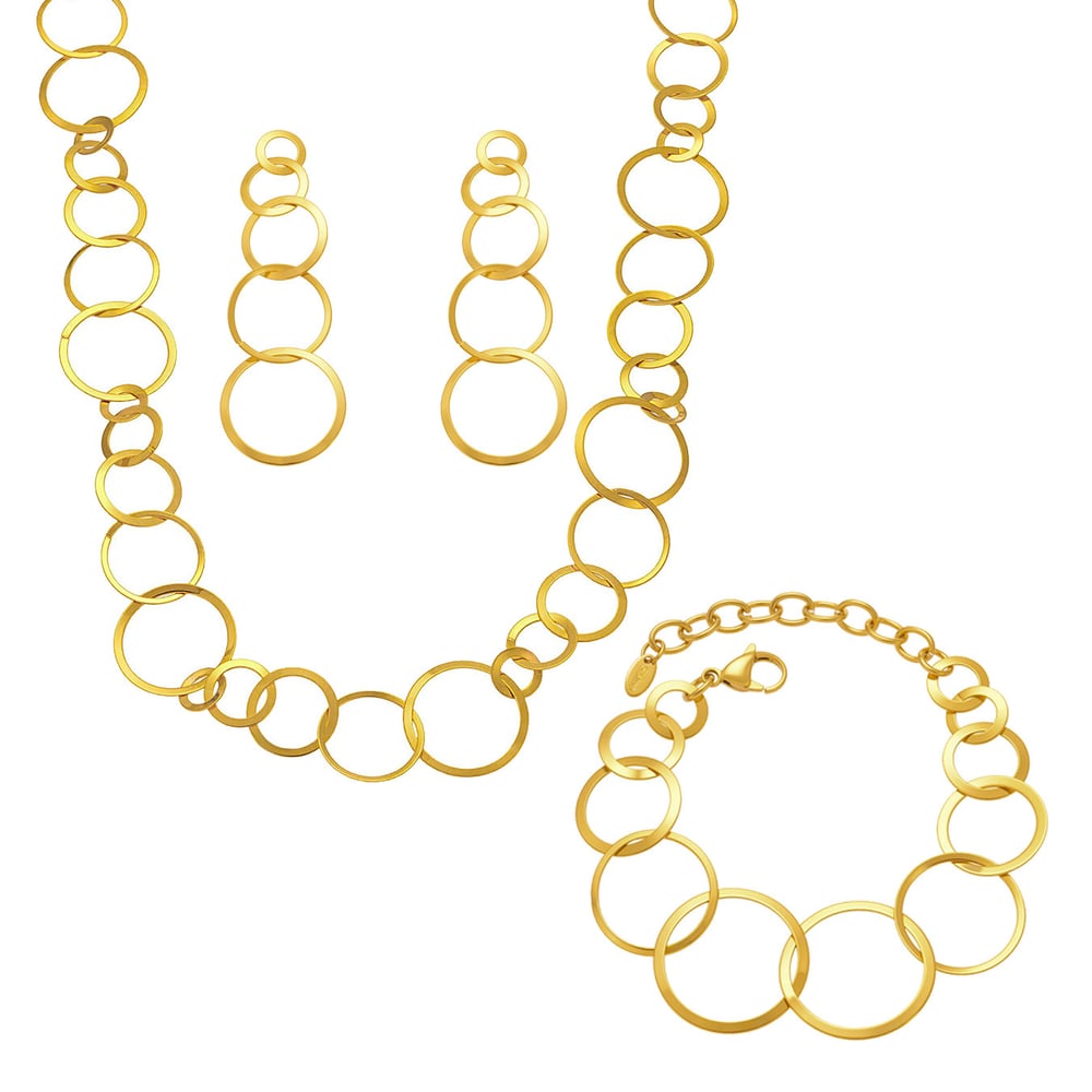 Casual Circle Stainless Steel Gold Color Women's Jewelry Sets h5Picture7