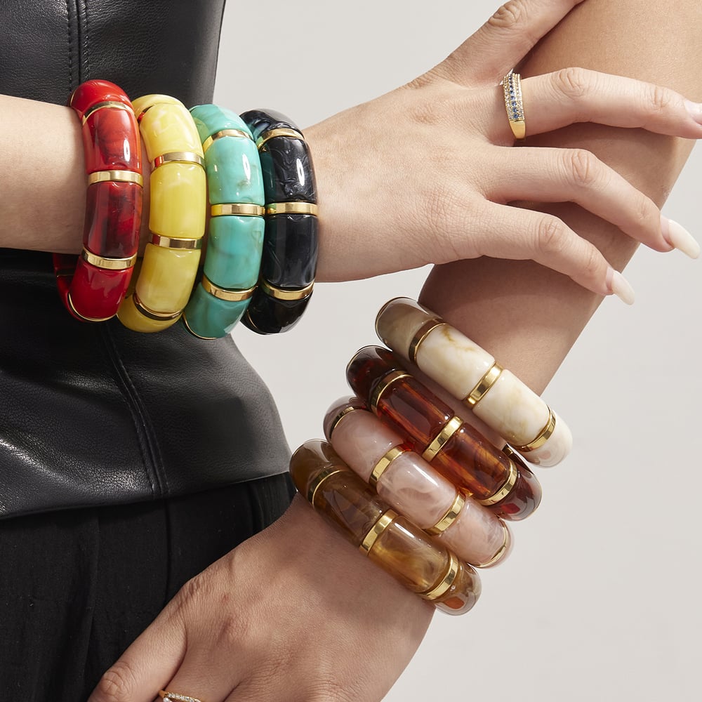 1 Piece Stylish Series Annular Shape Resin Gold Color Women's Bangles h5Picture2