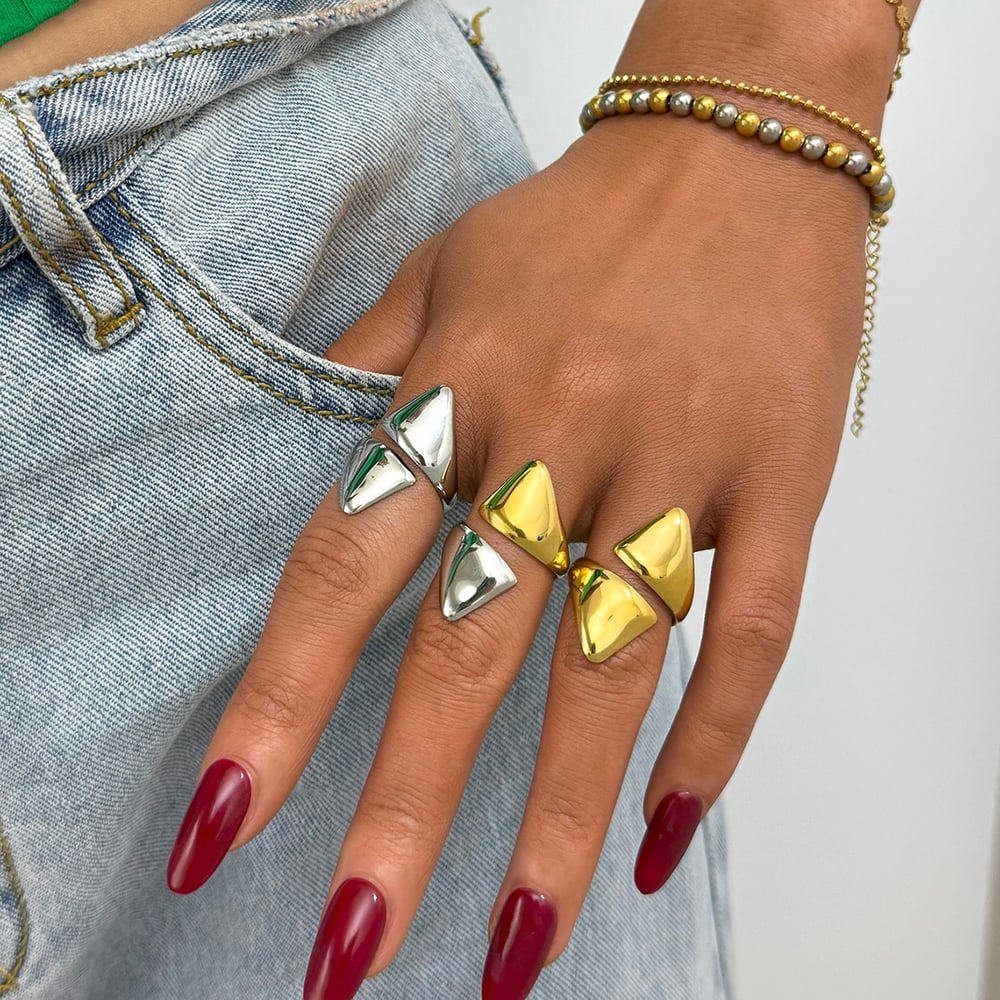 1 Stück täglich unregelmäßig geformte Statement-Ringe aus Edelstahl für Damen h5Bild6