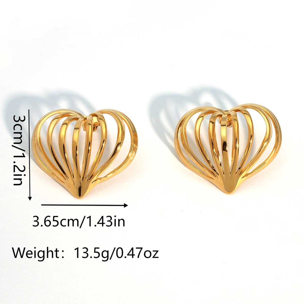 1 Pair Simple  Casual Heart Stainless Steel   Gold Color Women's Stud Earrings 