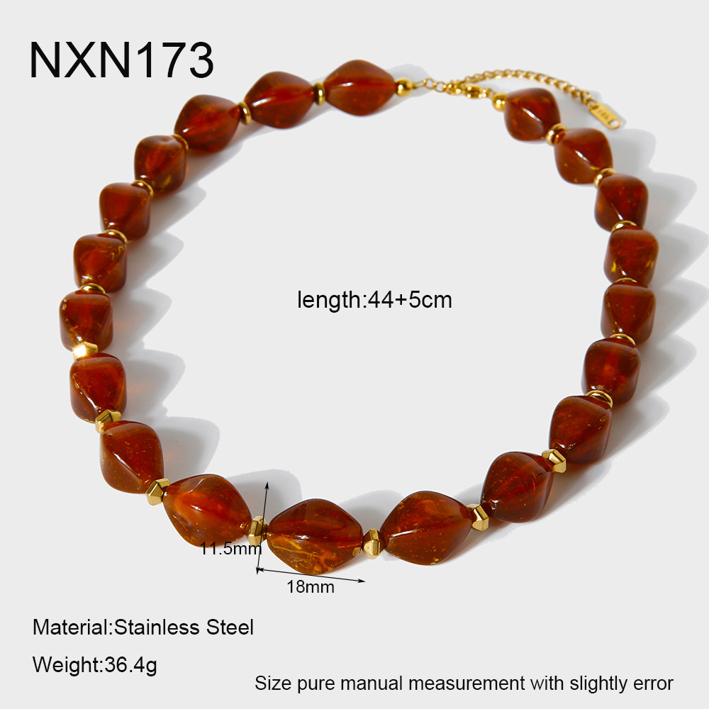 1 Piece Acrylic Irregular Beads Hematite Gold Color Necklace