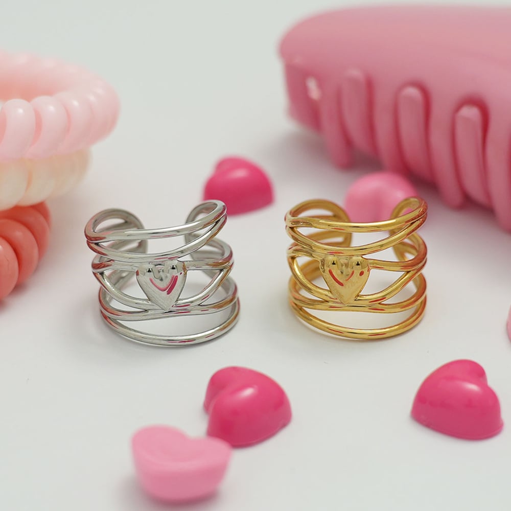1 Piece Simple  Retro Irregular Shape Heart Stainless Steel  Women's Statement Rings Picture9