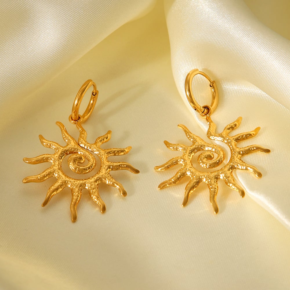 1 Paar Daily Sun Edelstahl Goldfarbene Damen-Tropfenohrringe h5Bild7