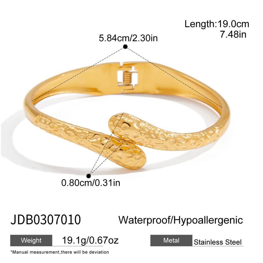 1 Piece Classic Hammer Pattern Stainless Steel Gold Color Women's Bangles h5Picture2