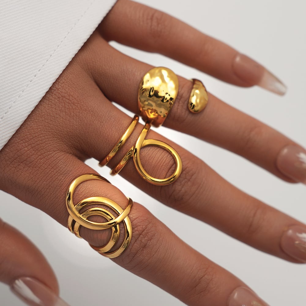 1 Piece Simple  Retro Irregular Shape Stainless Steel Women's Statement Rings Picture5