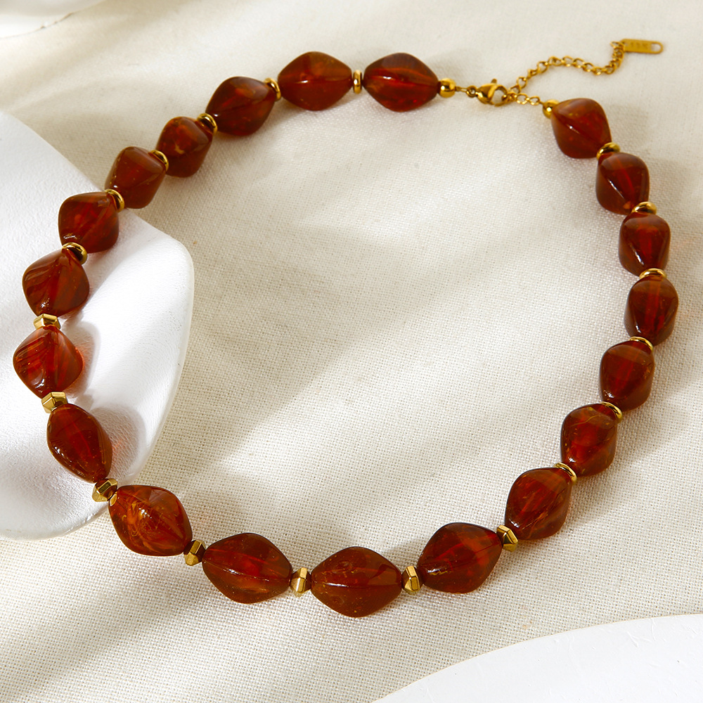 1 Piece Acrylic Irregular Beads Hematite Gold Color Necklace Picture3