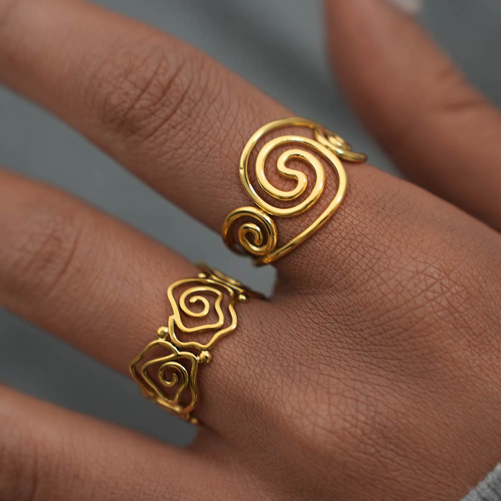 1 Piece  Simple Irregular Shape Stainless Steel  Gold Color Women's Statement Rings Picture5