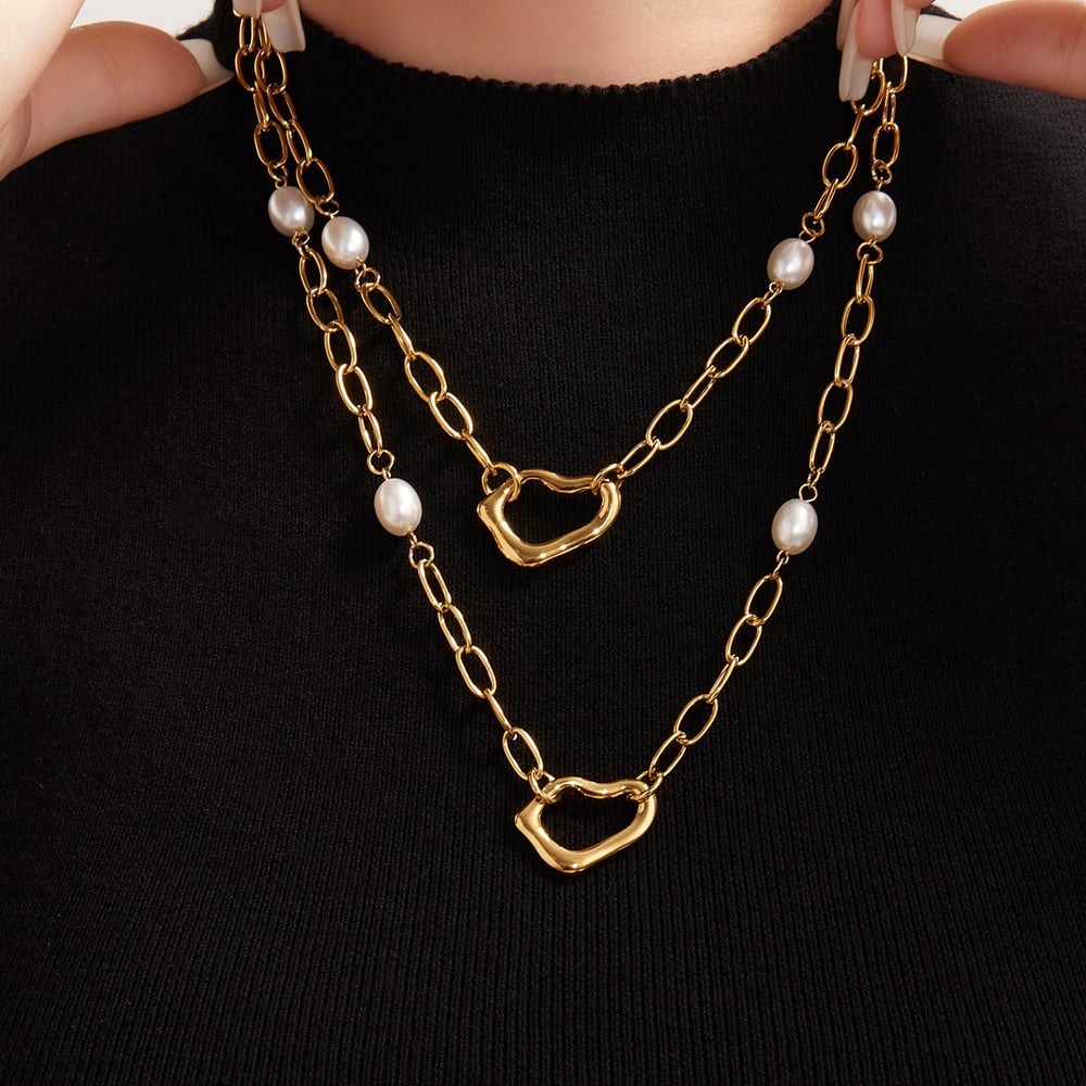 Classic Irregular Shape Stainless Steel Gold Color Women's Jewelry Sets h5Picture3