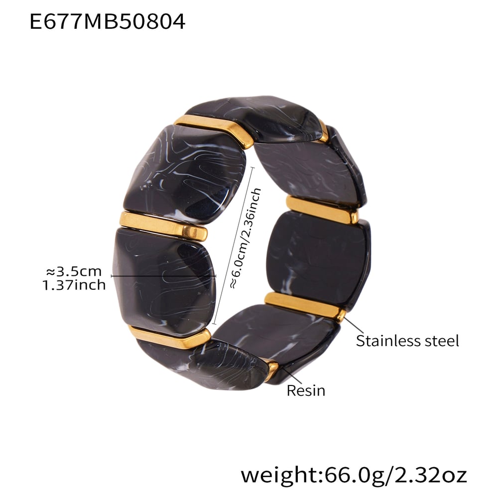 1 Piece Colorful Series Irregular Shape Resin Gold Color Women's Bangles 