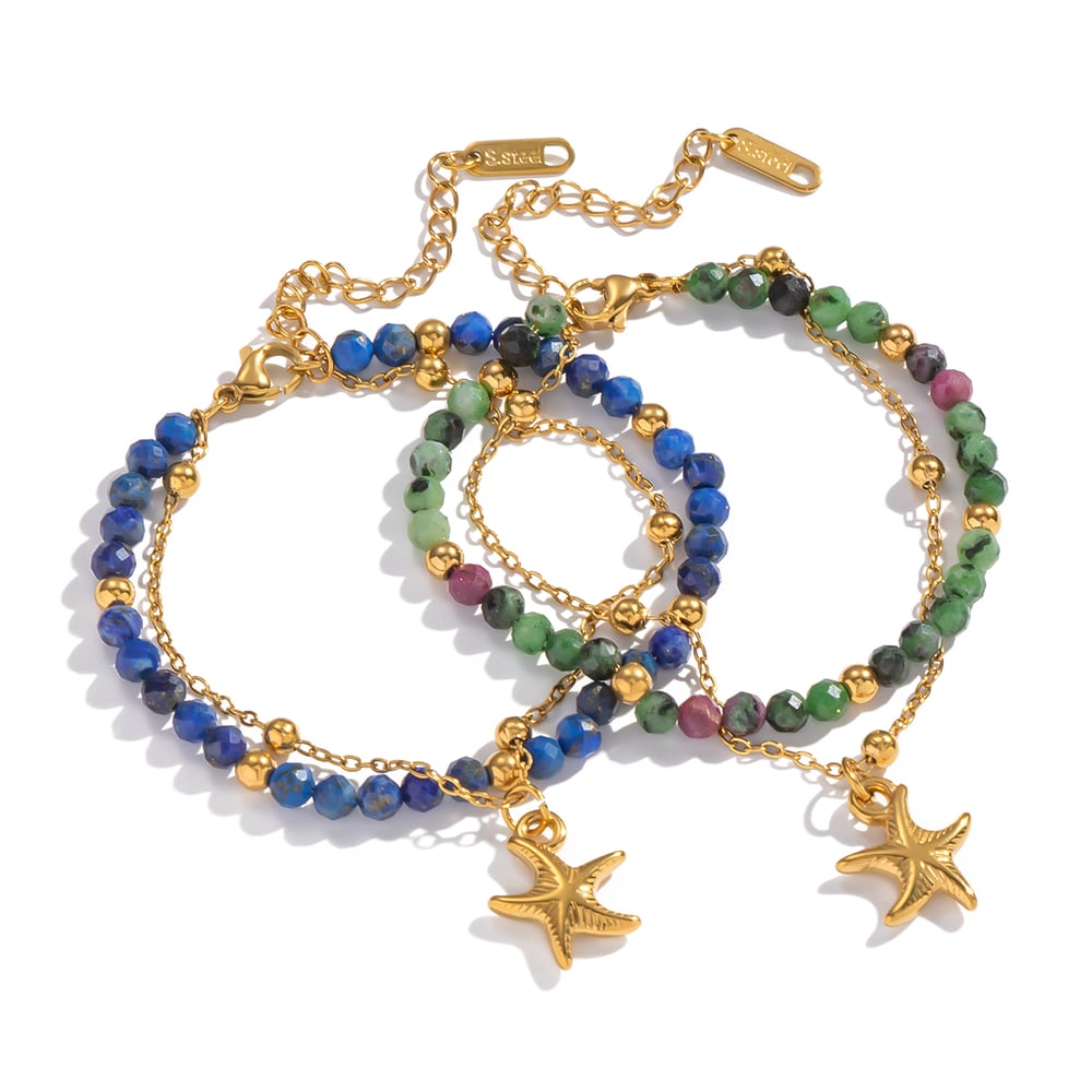 1 Piece Natural Stone Beads Stainless Steel Beaded Bracelet Picture6