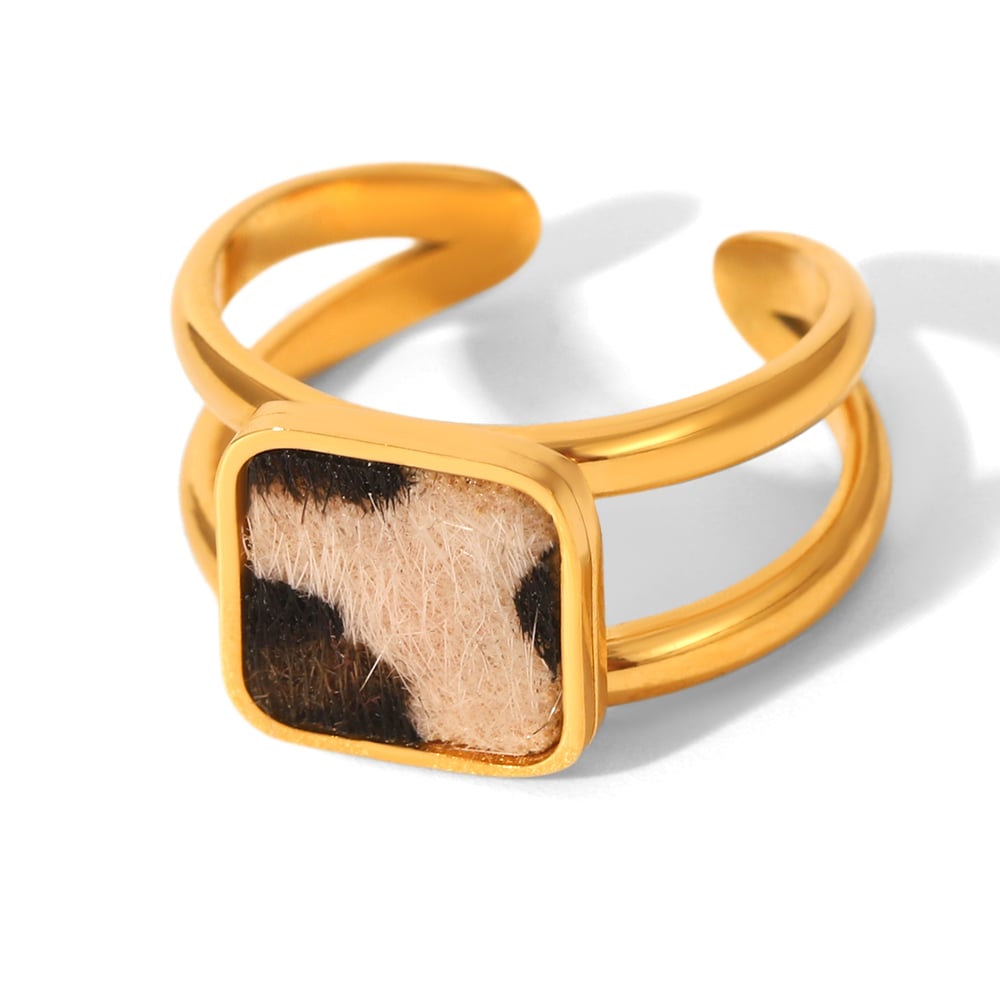 1 Piece Designer  Leopard Print Stainless Steel  Women's  Statement Rings